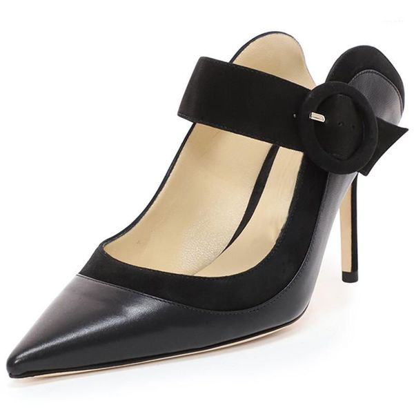 

2020 pumps thin high heels genuine pointed toe women mules shoes slingback single shoes spring summer office lady sandals1, Black
