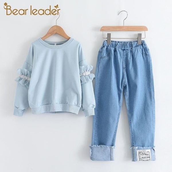 

clothing sets bear leader teenagers girls 2021 fashion children suits and demin pants kids outfits casual clothes 4-13y1, White