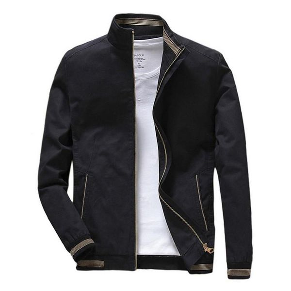 

men's jackets fashion men baseball jacket autumn winter cotton stand collar casual coat mens solid color bomber male slim outerwear, Black;brown