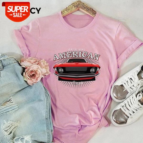 

jfuncy vintage car print cotton t shirt women short sleeve summer woman tee shirts female plus size casual t-shirt #rf2q, White