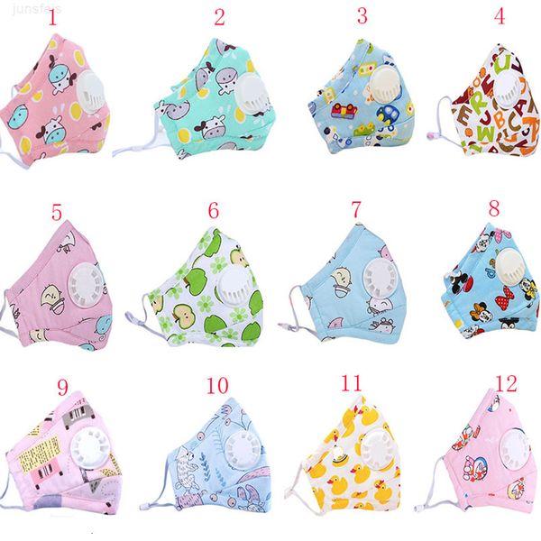 

designer face kids children's pm2.5 filter breathing valve cotton boys girls anti-fog three-layer printed cartoon mask