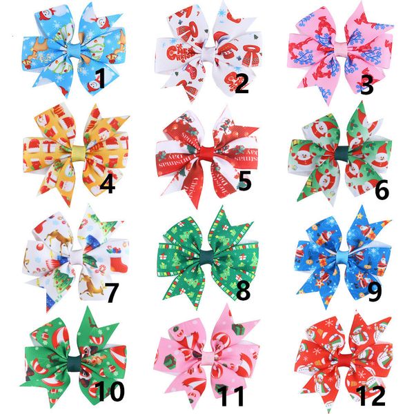 

clip bows girls christmas with grosgrain ribbon snowman baby girl pinwheel clips hair pin accessories gift hai
