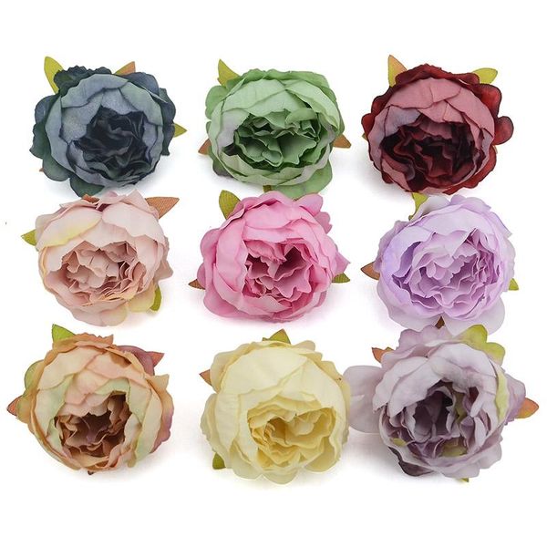 

10 pieces 5cm artificial peony flower head for wedding decoration diy decorative wreath fake european fall vivid silk wmtkgq