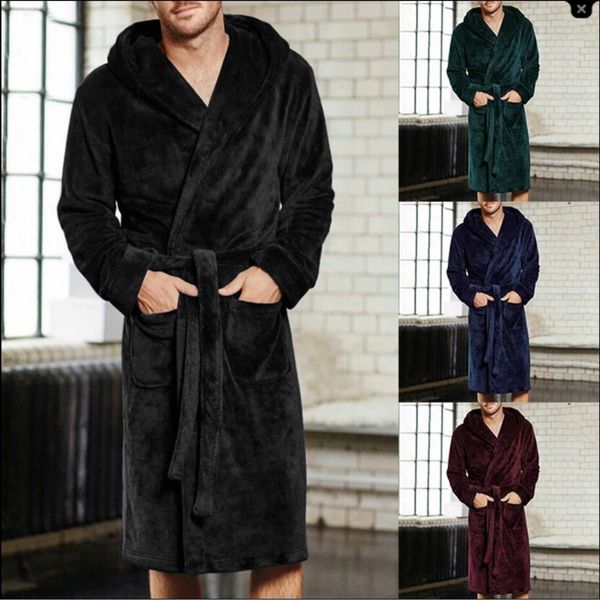Homens super macio wearable toalha flanela velo longo roupão de banho masculino moda roupão de banho masculino roupões wearable toalha lls142