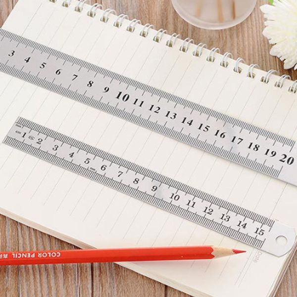 

sewing notions & tools 15/20/30cm metal ruler metric double sided measuring tool stainless steel precision office stationery accessories, Black