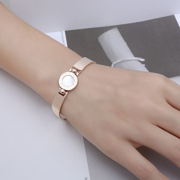 

luxury design women watchband link style bangle rose gold plated stainless steel open watch bracelet, Black
