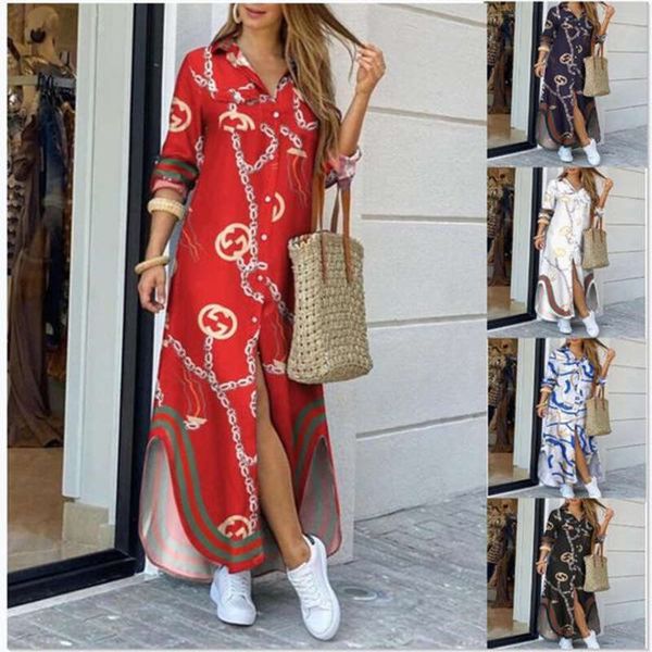 

autumn 2020 women's fashion sleeve shirt skirt long dress, Black;gray