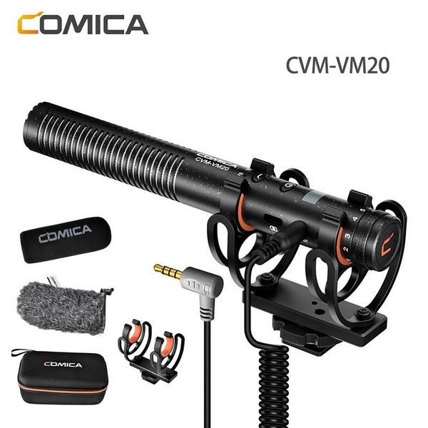 

comica cvm-vm20 super cardioid condenser microphone trrs trs 3.5mm video recording microphone for smartphone camera dslr