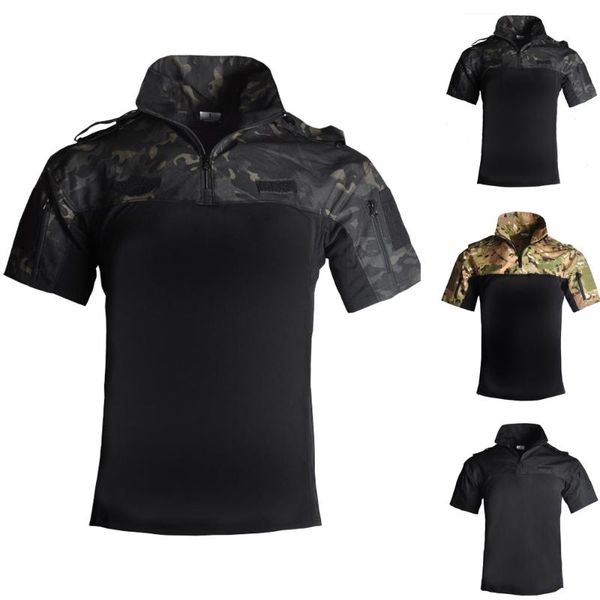 

tactical camouflage t-shirt quick dry men hunting army combat t shirt breathable outdoor sport camo tees, Gray;blue