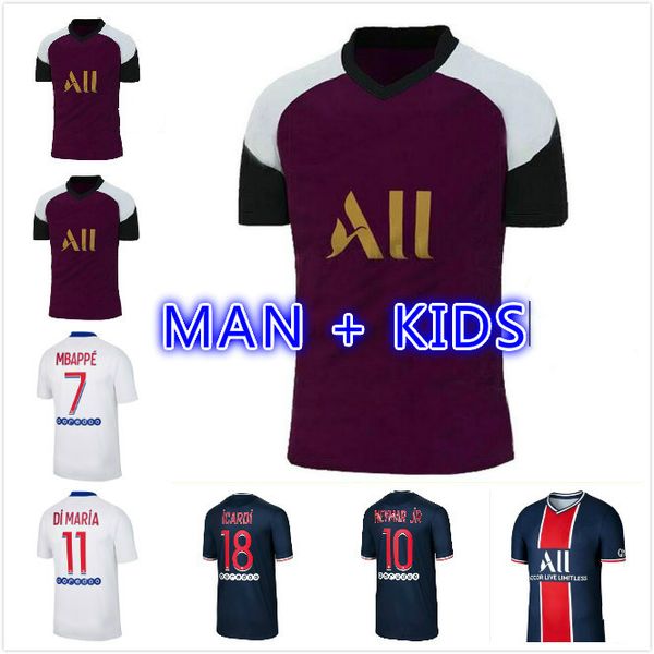

mbappe icardi soccer jersey 20 21 maillots de football shirts 2020 2021 kean verratti men + kids kit uniforms maillot foot, Black;yellow