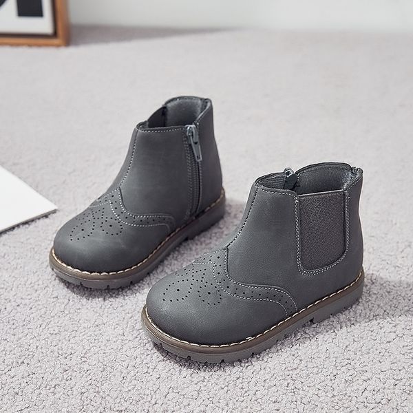 Neu! Kinderschuhe Mädchen Kinderschuhe Stiefel Chaussure Fille Sapato Menina grauer Stiefel für Herbst SandQ Baby harter Zehenabsatz rutschfest 201201