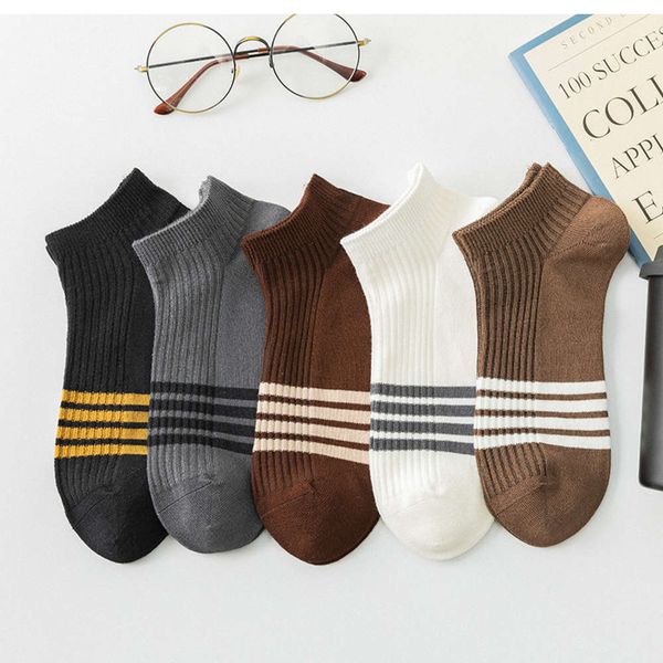 

new spring and summer thin modal low shallow mouth stripe men's boat simple business socks, Black