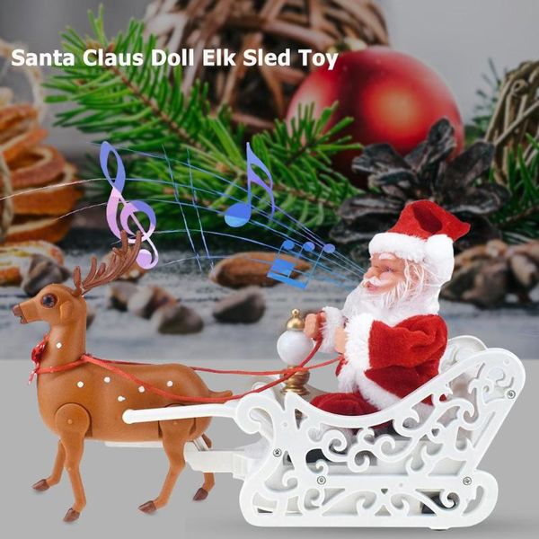 

christmas decorations santa claus doll elk sled toy universal electric car with music children kids home xmas decor gifts