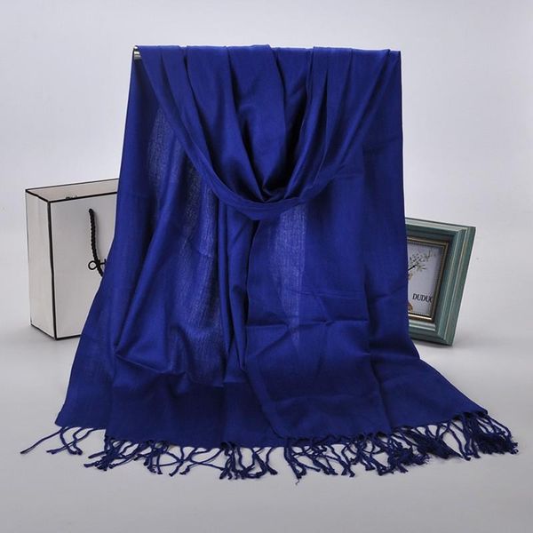 

winter warm new tassel scarves for women shawls and wraps lady solid long cashmere head scarves hijab stoles, Blue;gray