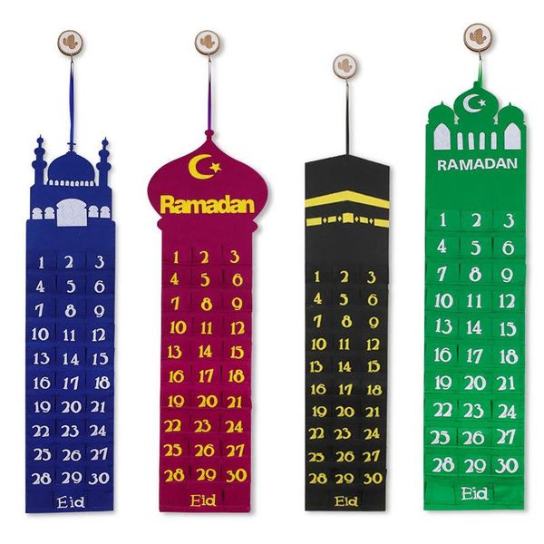 

hanging organizers felt ramadan eid mubarak kareem countdown calendar islamic muslim hanging decor wardrobe organizers