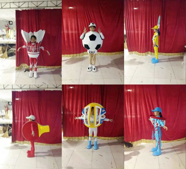 Badminton Tischtennis Fußball Sportartikel Gesicht zeigen Maskottchen Kostüm Kindergröße kostenloser Versand Unterstützung Anpassung