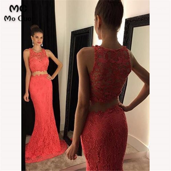 

2018 two pieces gown mermaid evening dresses long with lace prom dresses prom party dress illusion evening dress1, White;black