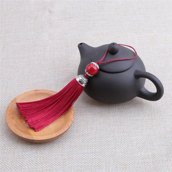 

5pcs pure color polyester with beads tassel pendant chinese knot tassel diy handicrafts curtain garment sewing accessories h qyljoz