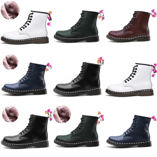 

2021 large supply classic genuine leather 1460 boots ankle crystal sole martin mens women womens fur snow martins 6/8-hole boots doc 34-4#55, Black