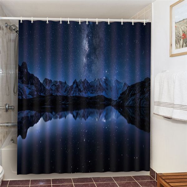 

vast universe waterproof polyester shower curtain reflection of starry sky on the lake bathroom decoration curtains home decor