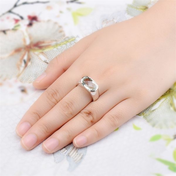 

hutang women's ring 6.30ct natural green amethyst wedding rings 925 sterling silver gemstone fine elegant classic jewelry gift y200321, Slivery;golden