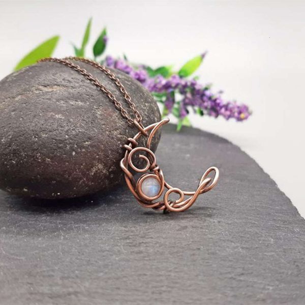 

women's moonstone moon chenyou pendant necklace bronze jewelry necklace, Silver