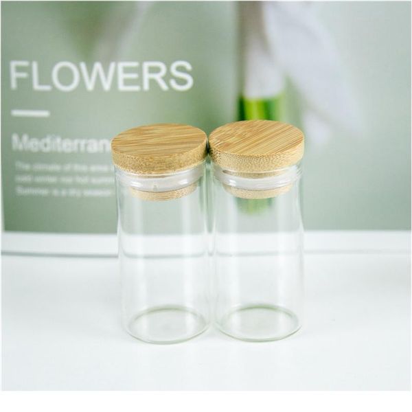 

25ml glass bottles with bamboo small transparent clear mini empty glass vials jars gift pack for wedding holiday jlltka