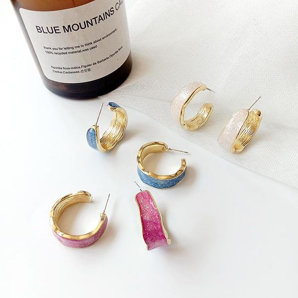 

fashion minimalist c shaped circle hoop earrings female metal vintage colorful earrings for women jewelry party gift 2020, Golden;silver