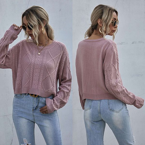

solid color knitted mahogany base sweater for women, White;black