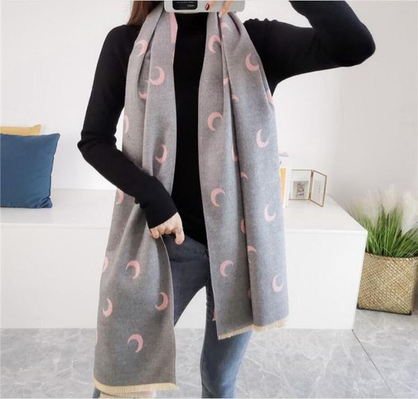 

luxury crescent moon winter scarf women cashmere warm foulard lady scarves thick soft bufanda shawl wrap office new, Blue;gray