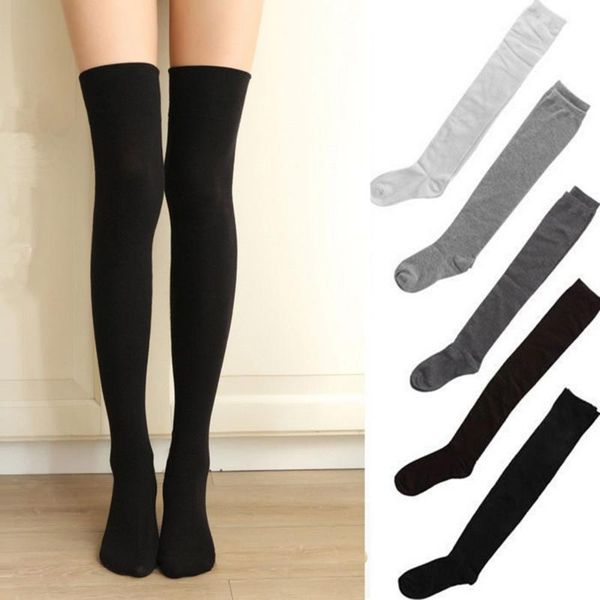 

socks & hosiery long half over knee thigh high ladies girls school stocking for woman, Black;white