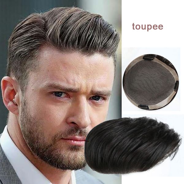 

french lace front mens toupee hairpiece skin pu hair system bx2 with real natural lace men's wig custom product, Black