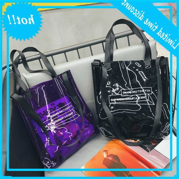 

summer new pvc female commuting shoulder korean fashion large capacity shopping bag