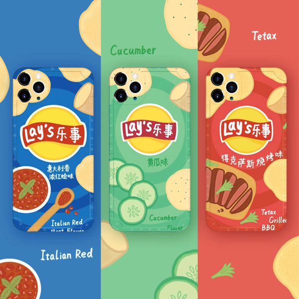 

happy potato chips creative personality for vip 11pro max 12mini mobile phone x xs xr / se2 silicone soft shell fall