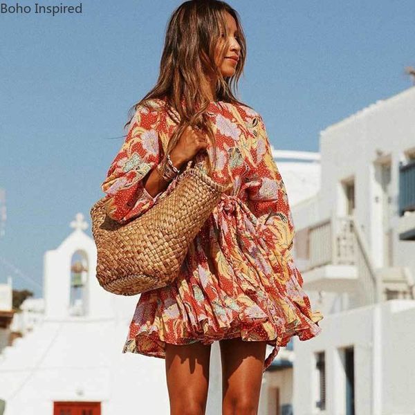 

inspired red botanical party long sleeve pleated boho braided belt women 2020 spring summer dress y200805, Black;pink