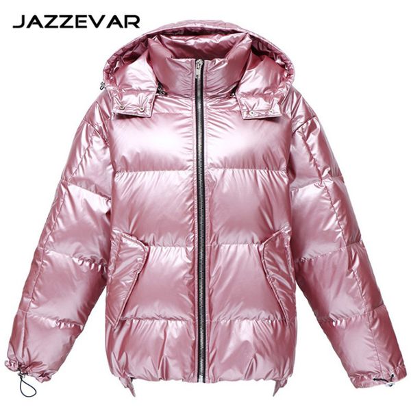 

new arrival ya8003# original desginer jazzevar winter fashion street womens edgy sliver short down jacket cool girls zipper hooded down coat, Black