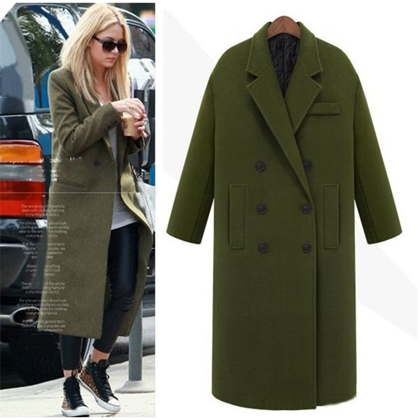 

abrigos mujer uk 2020 весна зимние женщины кашемир будут негабаритные военные макси длинное пальто чулины утолблиться теплым простым передви, Black