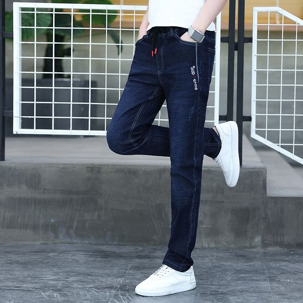 

2f5qh young autumn and winter plush trend jeans casual jeansjeans and jeansmen's handsome casual pants versatile fashion pants, Blue