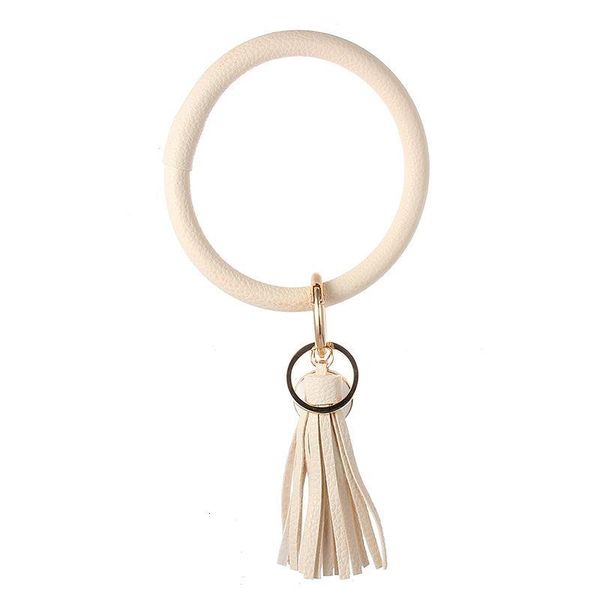 

factorysm75colors wristlet keychain bracelet circle bangle keyring 14 key ring leather tassel bracelets holder for women, Silver