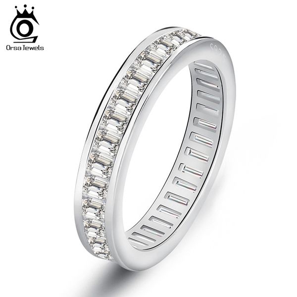 

rectangle cz invisible setting wedding bands for women fashion eternity ring on 3 layer platinum plated or62, Slivery;golden
