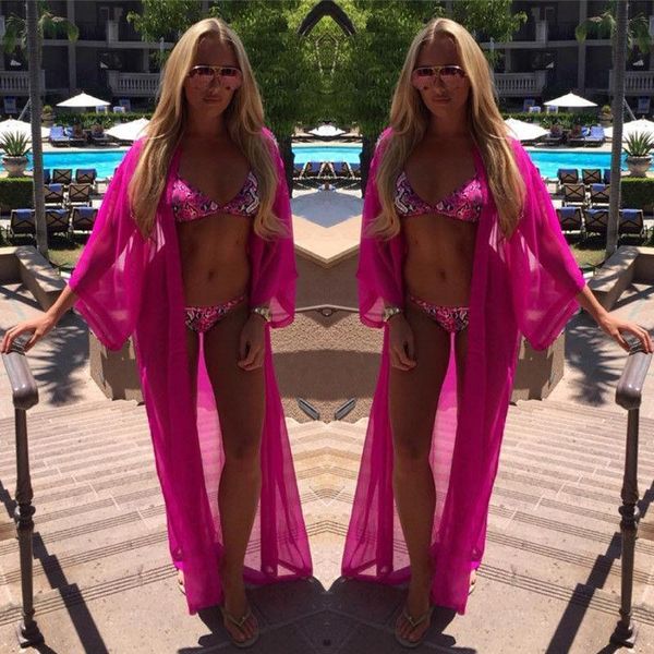 

2021 summer beach cover up women chiffon dress robe plage candy color kaftan bikini cover-up tunic sarong swimsuit, Black;gray