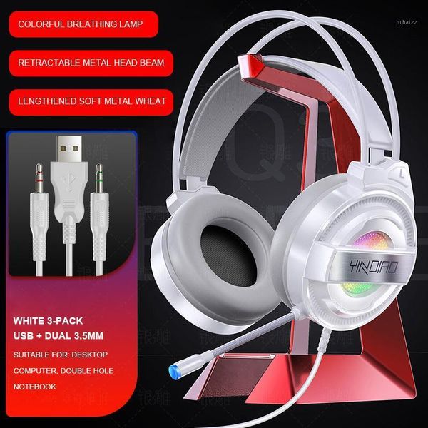 

gaming headsets surround sound stereo wired earphones usb noise-reducing microphone colorful light pc lapgame headset1