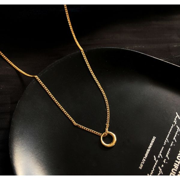 

просто цепи ожерелье мода ювелирные изделия металл золотое покрытие маленький круглый круг кулон ожерелье для леди девушки подарки f wmtkqx, Golden;silver