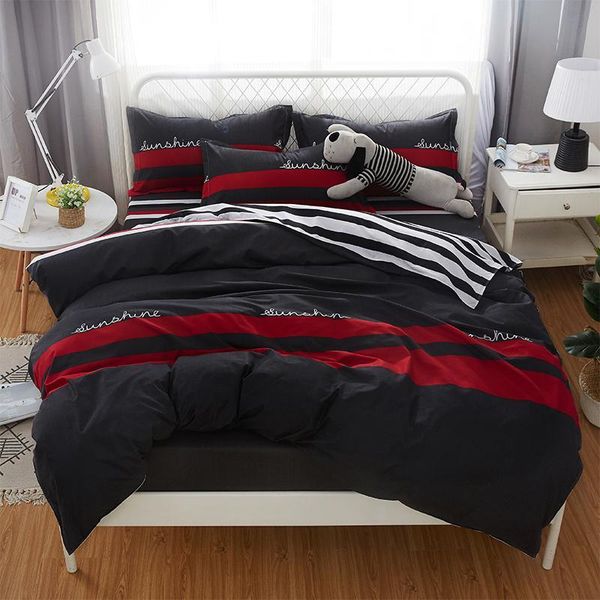 

classic bedding set 5 size stripe heart black bed linen 4pcs/set duvet cover set pastoral bed sheet ab side duvet cover 2020