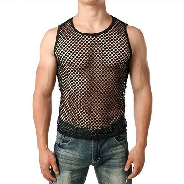 

mens transparent mesh t shirt 2019 new see through fishnet long sleeve muscle undershirts nightclub party perform tees, White