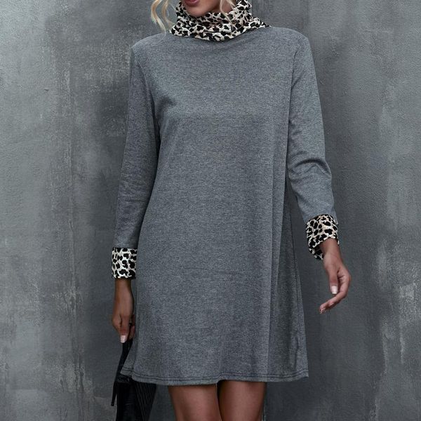 

casual dresses elegant women's dress for party o-neck maxi fashion long sleeve print women loose printed roun 2021, Black;gray