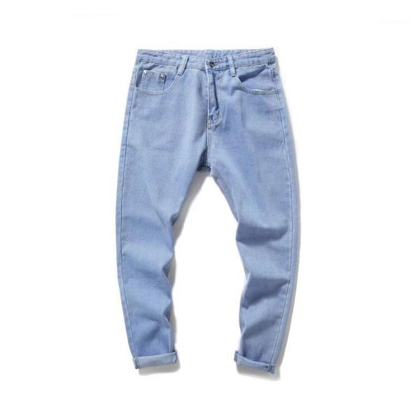 

2018 spring new style jeans men's korean-style trend slim fit pants versitile fashion teenager capri pants sub-1, Blue