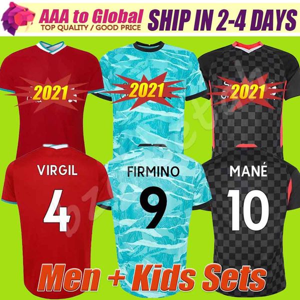 

2020 2021 reds soccer jerseys 2021 maillot de football kits home firmino thiago virgil mane football shirts men + kids sets, Black;yellow