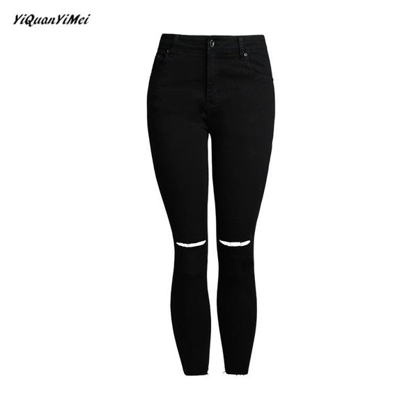 

black skinny jeans woman elastic pencil pants ripped jeans for women jean denim womens hole trousers women vaqueros mujer, Blue
