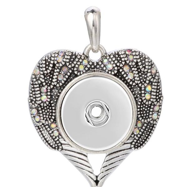 

new snap button pendant crystal white & ab color fit 18mm metal snap buttons jewelry snap pendant bbyvlz, Silver